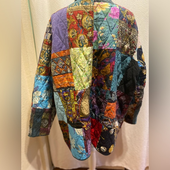 Colorful Patchwork Button-Up Silk Reversible jacket - Picture 4 of 7